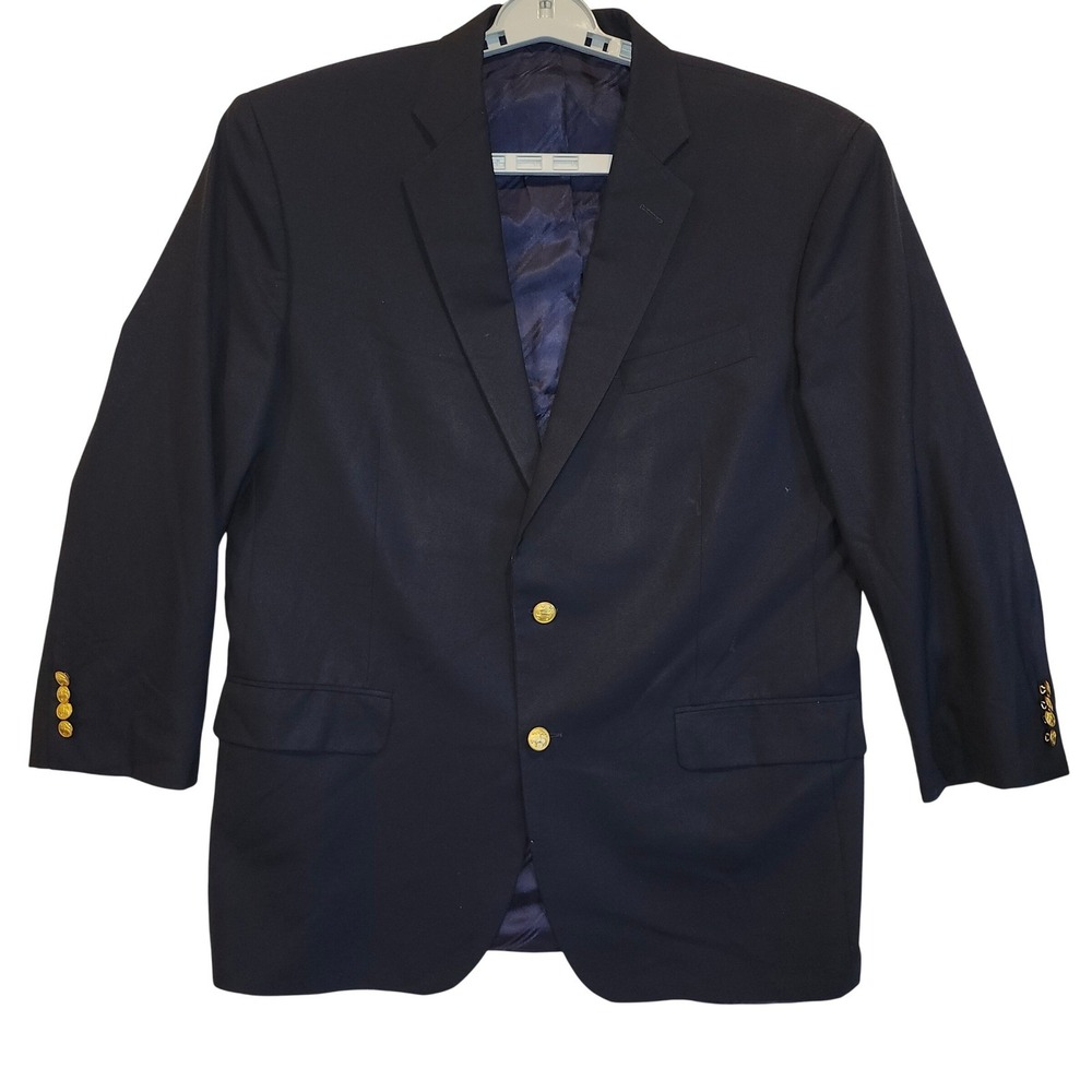 Brooks Brothers 1818 Madison Navy Blue Blazer Loro Piana Super 120 Wool Mens 44R